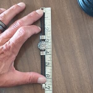 Silver Tone, Brown, and Black Braided Bracelet